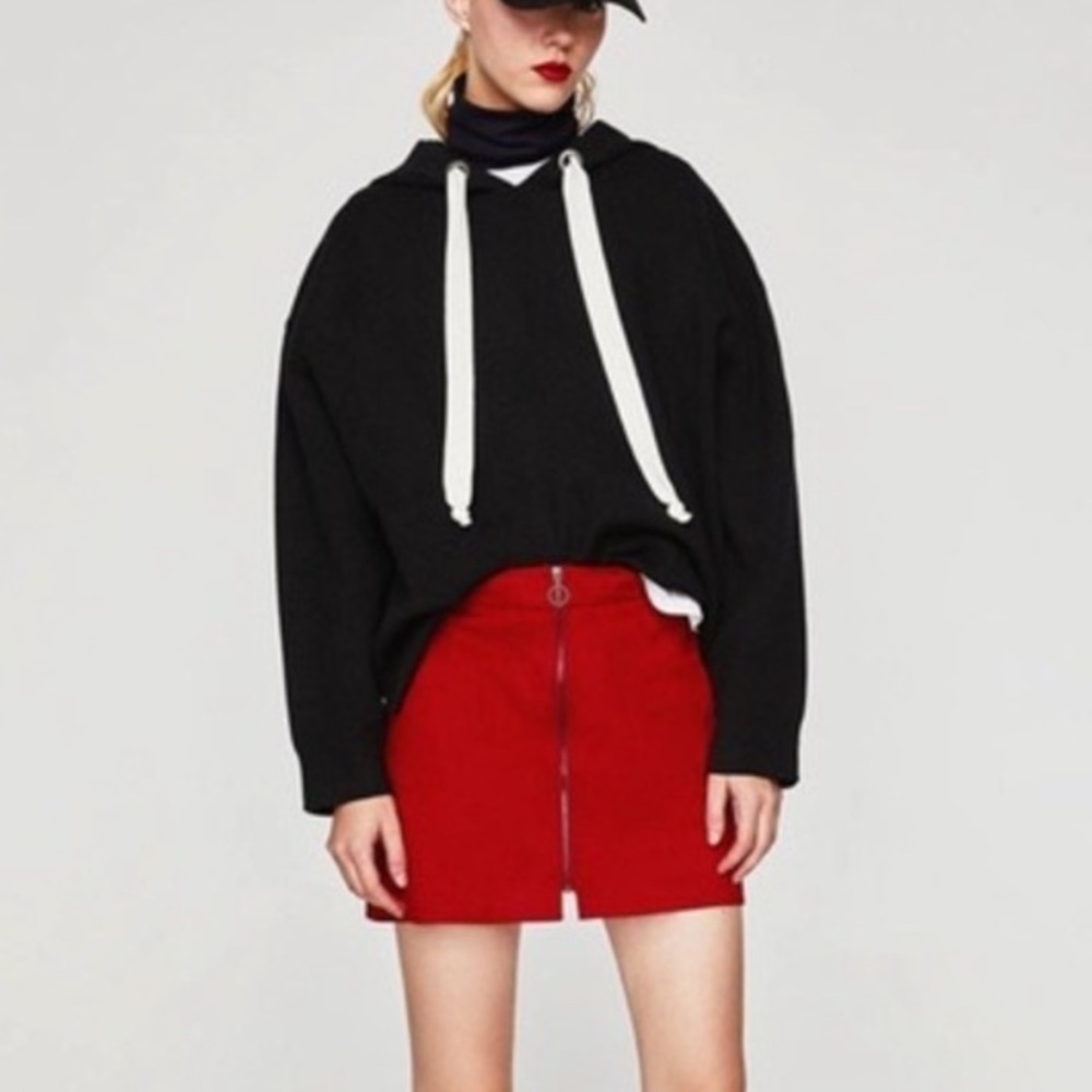 Zara BurntRed Zippered Women's Skirt